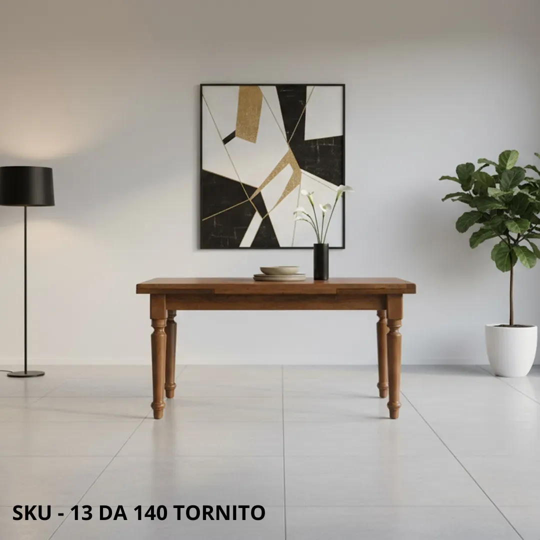Marca-design-shop- Tavolo Allungabile-Gambe Tornite – Stile Arte Povera – Made in Italy