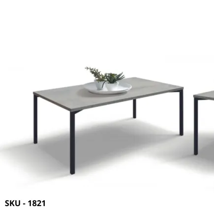 Tavolino in Metallo con Piano in Grigio Cemento, Acciaio Ossidato  -  Stile Moderno – Contemporaneo – Made in Italy