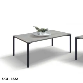 Tavolino in Metallo con Piano in Grigio Cemento, Acciaio Ossidato  -  Stile Moderno – Contemporaneo – Made in Italy