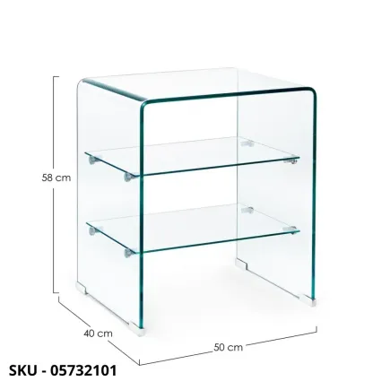 Mobiletto Iride in Vetro con 3 Ripiani in Vetro - Stile Moderno – Contemporaneo – Made in Italy