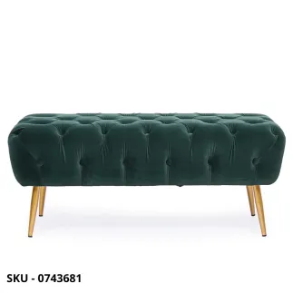 Panca Giacinta Capitonné In Velluto, Struttura MDF e Gambe in Acciaio, Verde o Rosa - Stile Moderno – Contemporaneo