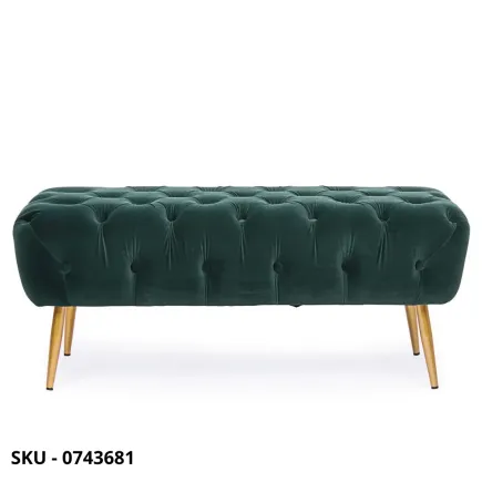 Panca Giacinta Capitonné In Velluto, Struttura MDF e Gambe in Acciaio, Verde o Rosa - Stile Moderno – Contemporaneo