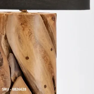 Piantana Arwood in Legno di Teak Riciclato con Paralume in Cotone – Stile Moderno – Contemporaneo – Made in Italy