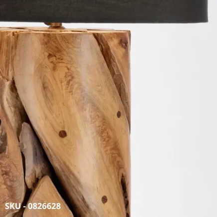 Piantana Arwood in Legno di Teak Riciclato con Paralume in Cotone – Stile Moderno – Contemporaneo – Made in Italy