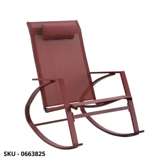 Poltrona Demid a Dondolo per Esterno in Acciaio e Seduta in Textilene, Nero o Bordeaux – Stile Moderno – Contemporaneo