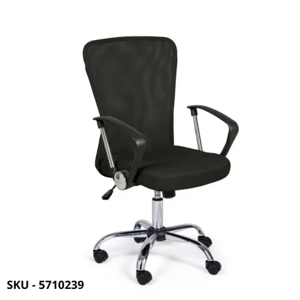 Poltrona Da Ufficio Brisbane Girevole, in Tessuto e Schienale in Rete con Braccioli. Nero, Grigio o Blu