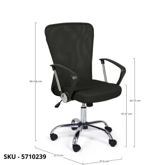 Poltrona Da Ufficio Brisbane Girevole, in Tessuto e Schienale in Rete con Braccioli. Nero, Grigio o Blu