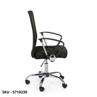 Poltrona Da Ufficio Brisbane Girevole, in Tessuto e Schienale in Rete con Braccioli. Nero, Grigio o Blu