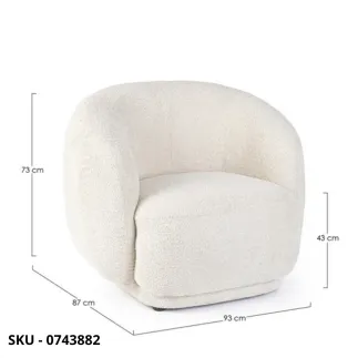 Poltrona Tecla In Bouclé, Bianca o Naturale con Struttura in Compensato - Stile Moderno – Contemporaneo – Made in Italy