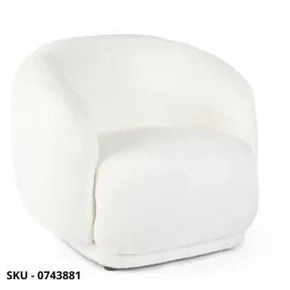 Poltrona Tecla In Bouclé, Bianca o Naturale con Struttura in Compensato - Stile Moderno – Contemporaneo – Made in Italy