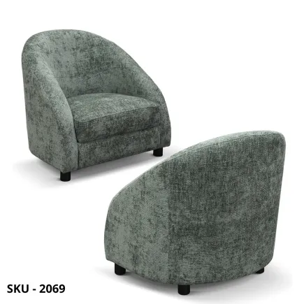 Poltrona in tessuto con struttura in legno, in grigio o verde con sfumature –  Stile Moderno – Contemporaneo – Made in Italy