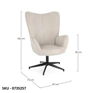 Poltrona Girevole Inas in Tessuto con Struttura in Acciaio Verniciato, Imbottitura in Schiuma, Beige, Grigio o Verde