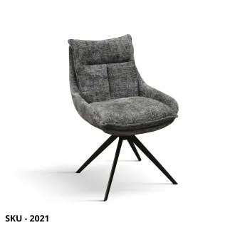 Set di 2 Poltrone in Legno, Rivestimento in Tessuto Nero o Grigio e Gambe in Acciaio – Stile Moderno - Contemporaneo