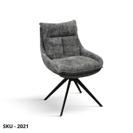 Set di 2 Poltrone in Legno, Rivestimento in Tessuto Nero o Grigio e Gambe in Acciaio – Stile Moderno - Contemporaneo