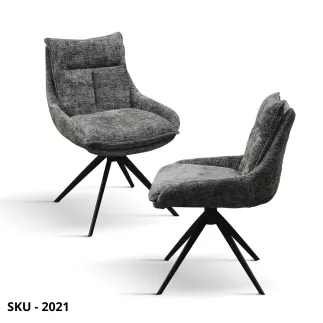 Set di 2 Poltrone in Legno, Rivestimento in Tessuto Nero o Grigio e Gambe in Acciaio – Stile Moderno - Contemporaneo