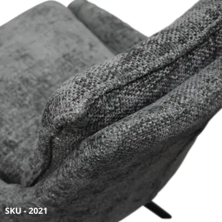 Set di 2 Poltrone in Legno, Rivestimento in Tessuto Nero o Grigio e Gambe in Acciaio – Stile Moderno - Contemporaneo