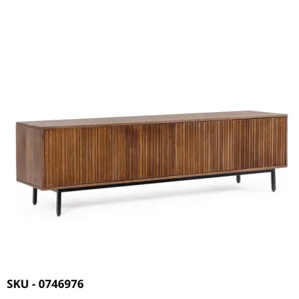 Porta TV Tadita in Legno di Mango con Gambe in Acciaio Verniciato a Polvere, con 2 o 4 Ante – Stile Moderno