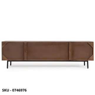 Porta TV Tadita in Legno di Mango con Gambe in Acciaio Verniciato a Polvere, con 2 o 4 Ante – Stile Moderno