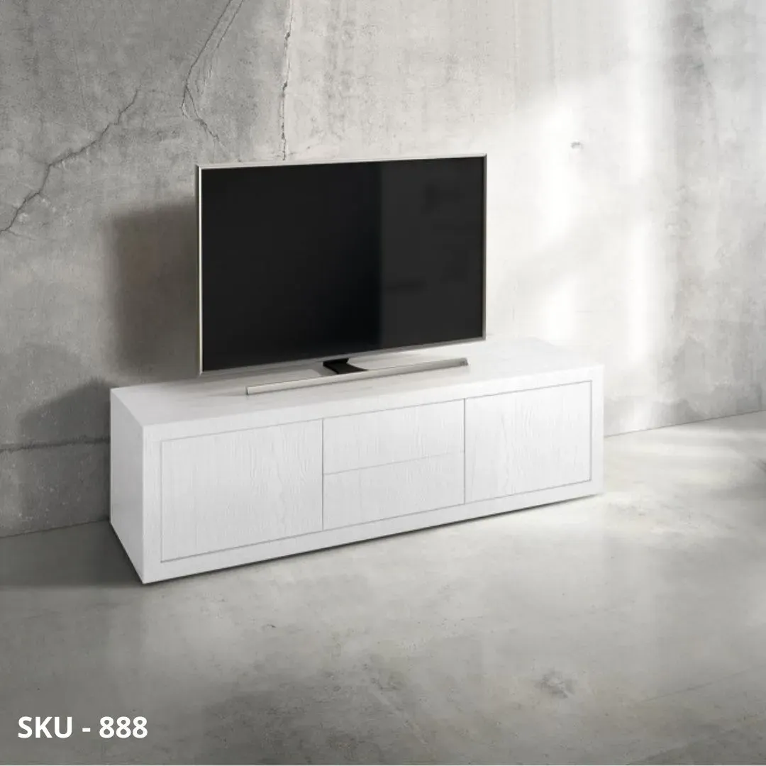 Porta TV Moderno in Legno Laminato – Bianco Frassinato, Rovere | Made in Italy