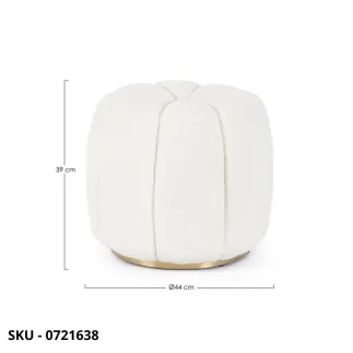 Pouf Rotondo Karolina con Rivestimento Effetto Lana e Base Oro – Stile Moderno – Contemporaneo – Made in Italy – Ø44x39 Cm