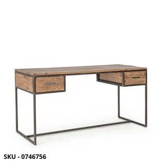 Scrivania Elmer in Legno di Acacia Massello con 2 Cassetti – Stile Moderno - Contemporaneo – Made in Italy –  150×60×77h cm