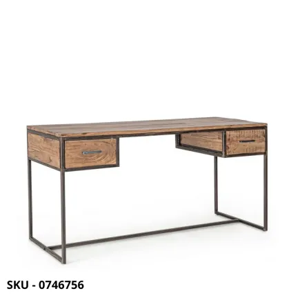 Scrivania Elmer in Legno di Acacia Massello con 2 Cassetti – Stile Moderno - Contemporaneo – Made in Italy –  150×60×77h cm