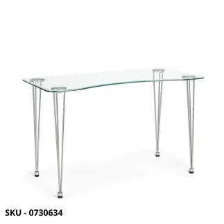 Scrivania Rondò in Vetro Temperato e Acciaio Cromato o Nero – Stile Moderno - Contemporaneo -  Made in Italy
