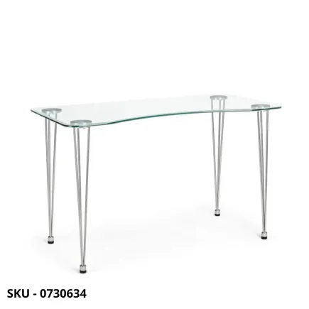 Scrivania Rondò in Vetro Temperato e Acciaio Cromato o Nero – Stile Moderno - Contemporaneo -  Made in Italy