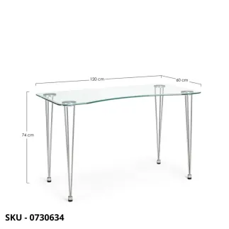 Scrivania Rondò in Vetro Temperato e Acciaio Cromato o Nero – Stile Moderno - Contemporaneo -  Made in Italy