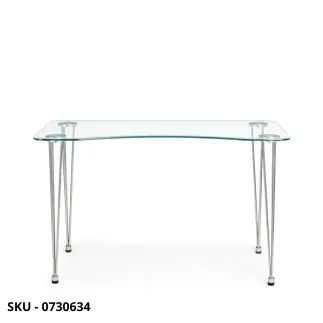 Scrivania Rondò in Vetro Temperato e Acciaio Cromato o Nero – Stile Moderno - Contemporaneo -  Made in Italy