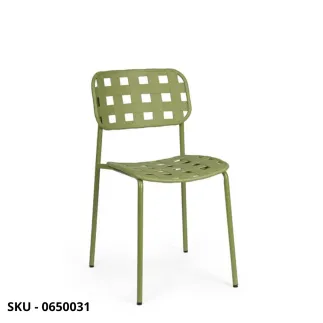 Set di 4 Sedie Clover da Esterno Impilabile In Acciaio Verniciato e Polipropilene UV Resistente, grigio, verde, ocra, nero