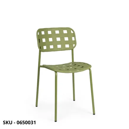 Set di 4 Sedie Clover da Esterno Impilabile In Acciaio Verniciato e Polipropilene UV Resistente, grigio, verde, ocra, nero