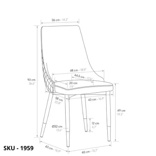 Set di 4 Sedie in Velluto Imbottite, Grigio, Beige e Verde - Stile Moderno - Contemporaneo - Made in Italy