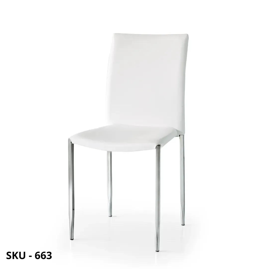 marca-design-shop-stile-moderno-stile-contemporaneo- Set da 4 Sedie in Ecopelle con Struttura in Metallo Cromato