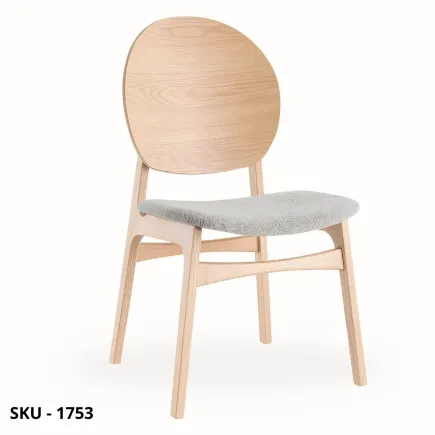 Set di 2 Sedie Moderne in Legno Naturale con Sedile Imbottito in Tessuto Grigio – Stile Moderno - Contemporaneo – 51x55,5x89 cm