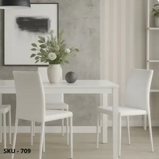 Set di 4 Sedie Imbottite con Rivestimento in Ecopelle, bianco, tortora, nero, grigio chiaro, antracite e struttura in metallo