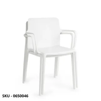 Set di 4 Sedie Chloris in Polipropilene, Con o Senza Braccioli, Bianco, Nero, Ocra e Grigio – Stile Moderno – Contemporaneo