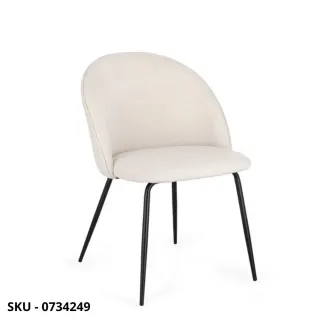 marca-design-shop-stile-moderno-stile-contemporaneo-Sedia TANYA Imbottita in Tessuto con Schienale Curvo e Gambe in Metallo Nero