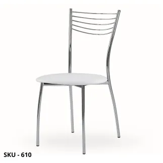 Set 6 Sedie in Acciaio ed Ecopelle con seduta bianca – Stile Moderno – Contemporaneo – Made in Italy - 39x48x88H cm