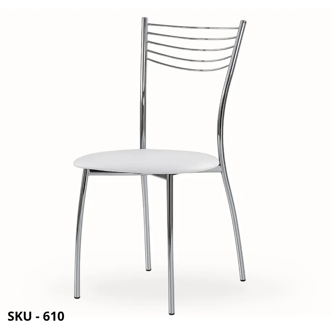 marca-design-shop-stile-moderno-stile-contemporaneo-Set 6 Sedie in Acciaio ed Ecopelle con seduta bianca