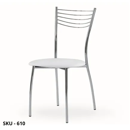 Set 6 Sedie in Acciaio ed Ecopelle con seduta bianca – Stile Moderno – Contemporaneo – Made in Italy - 39x48x88H cm