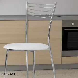 marca-design-shop-stile-moderno-stile-contemporaneo-Set 6 Sedie in Acciaio ed Ecopelle con seduta bianca