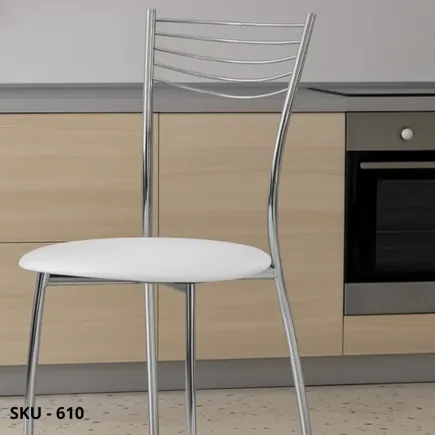 marca-design-shop-stile-moderno-stile-contemporaneo-Set 6 Sedie in Acciaio ed Ecopelle con seduta bianca