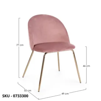 Set di 4 Sedie TANYA con Struttura In Tubolare Dorato, Scocca Rivestita In Velluto, Beige, Grigio Scuro, Rosa