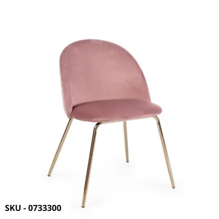 Set di 4 Sedie TANYA con Struttura In Tubolare Dorato, Scocca Rivestita In Velluto, Beige, Grigio Scuro, Rosa