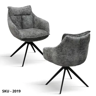 Set di 2 Poltrone Moderne in Tessuto Grigio o Nero con Gambe in Metallo Nero – Stile Moderno - Contemporaneo – Made in Italy