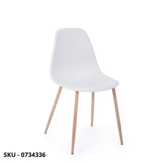 Set di 4 Sedie Mandy In Acciaio, Verniciatura Effetto Legno E Monoscocca In Polipropilene, in Vari Colori - Stile Moderno