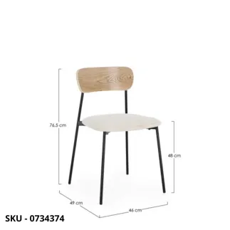 Set di 2 Sedie Genevieve in Acciaio E Compensato Impiallacciato Quercia Con Rivestimento Bouclé - Stile Moderno - Contemporaneo