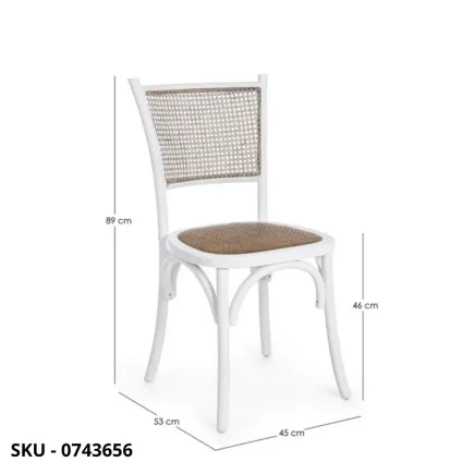 Sedia Carrel in Legno Olmo, Seduta, Schienale In Rattan Sintetico, Bianco, Nero, Rovere - Stile Moderno - Contemporaneo