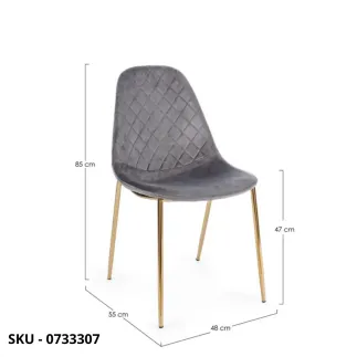 Set di 4 Sedie Terry in Velluto, Gambe in Acciaio dorate, Grigio, Rosa, Tortora - Stile Moderno - Contemporaneo - Made in Italy